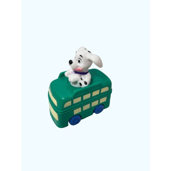 McDonalds Figure Toy Puppy The 101 Dalmations English Bus Red and Green Disney - Picture 5 of 5